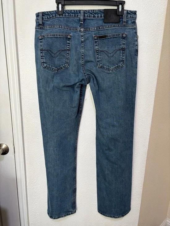 Harley-Davidson VTG Jeans Bootcut Women 14 Black Leather Patch 5 Pocket Zip fly - Picture 6 of 16